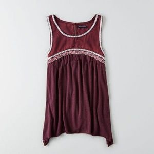 American Eagle Maroon Bordered top